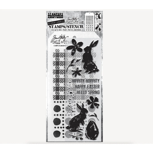 Stampers Anonymous Tim HOltz Stamp Stencil Spring Shadows