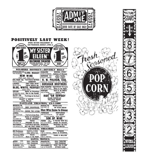 Stamper's Anonymous & Tim Holtz - Rubber Cling Stamp,  At the Movies