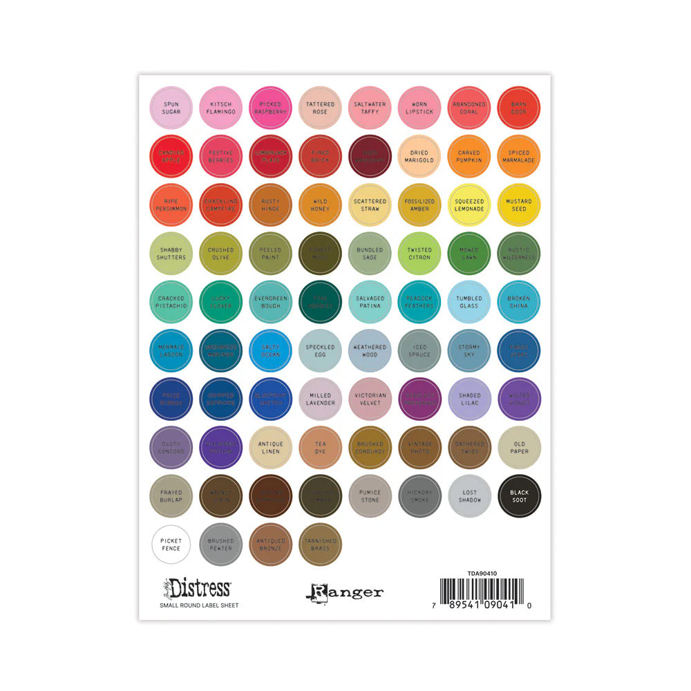 Tim Holtz & Ranger - Distress Label Small Round Sheets Black Printing