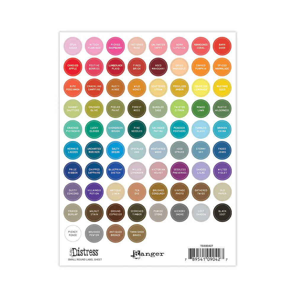 Tim Holtz & Ranger - Distress Label Small Round Sheets White Printing