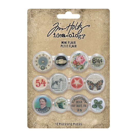 Tim Holtz Idea-Ology Mini Flair 12 Pieces