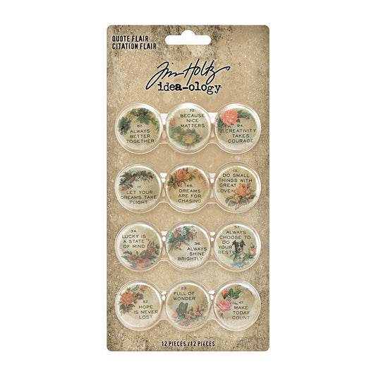 Tim Holtz Idea-Ology Quote Flair 12 pc
