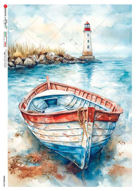 Paper Designs Docket Boat With Lighthouse Rice Paper