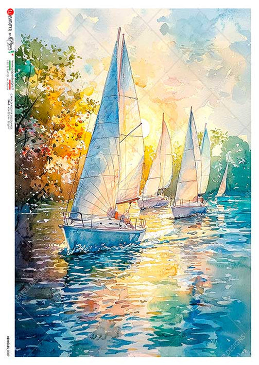 Paper Designs - Sailboats in the Sunlight A3 Rice Paper