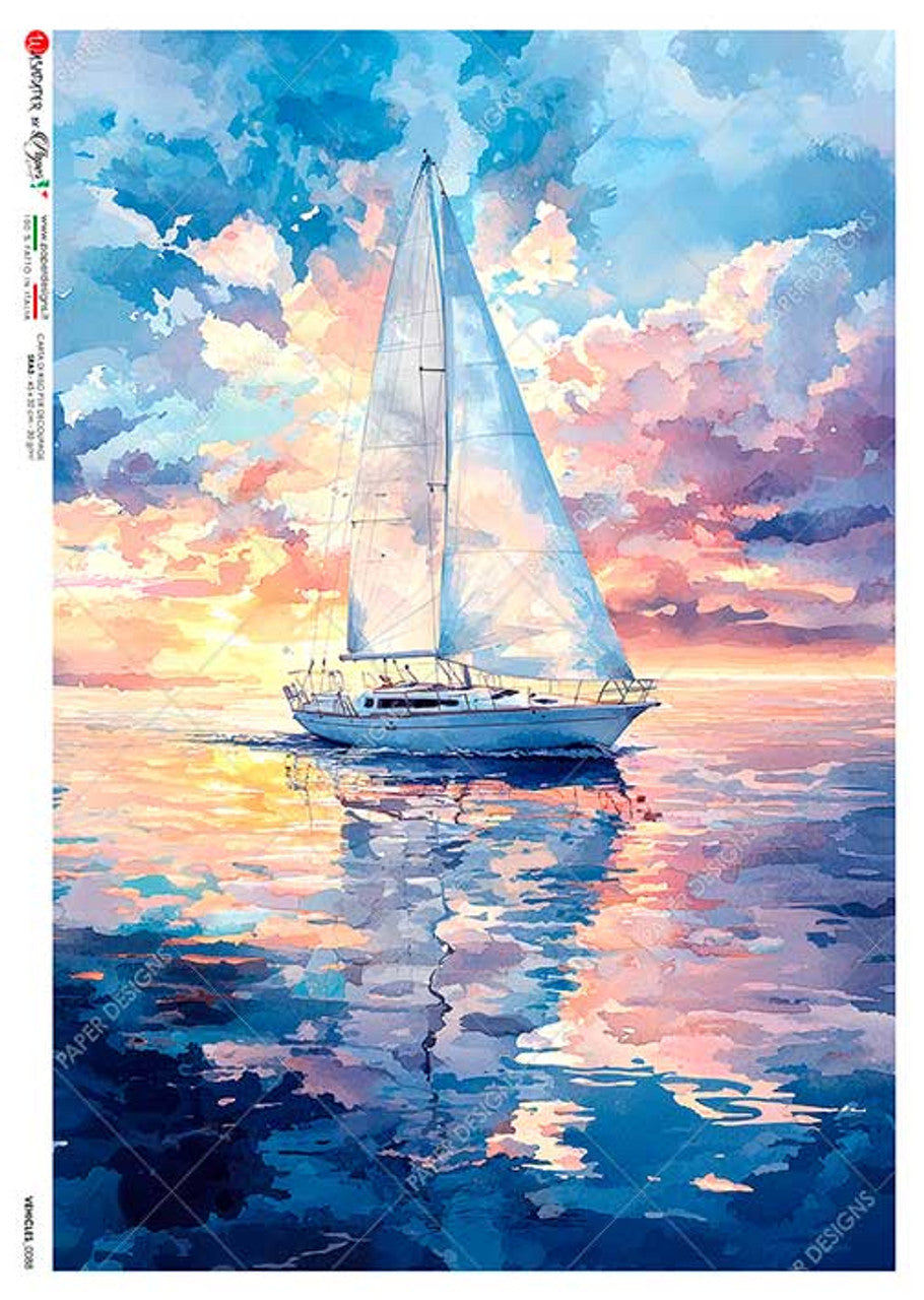 Paper Designs - Sailboats at Dusk A3 Rice Paper