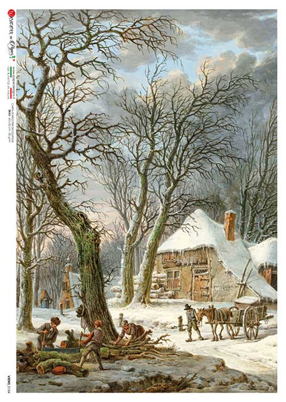 Paper Designs Winter Shed and Plow Villagers Working A4