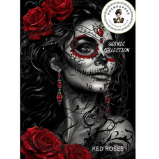 Posh Papers - Red Roses & Day of The Dead Lady 50x76 cm, A4
