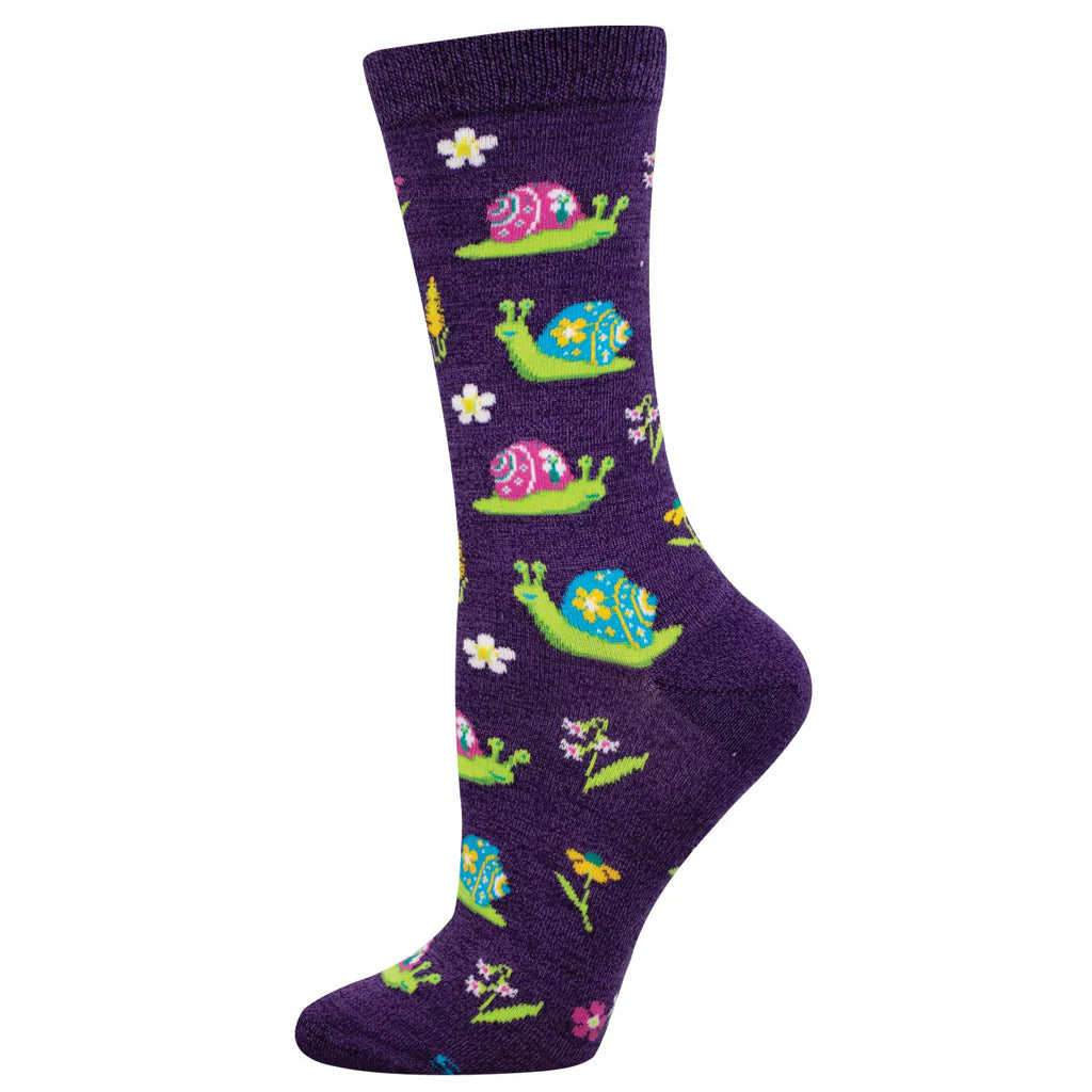 Ladies Bamboo Scenic Snails Purple Heather Crew
