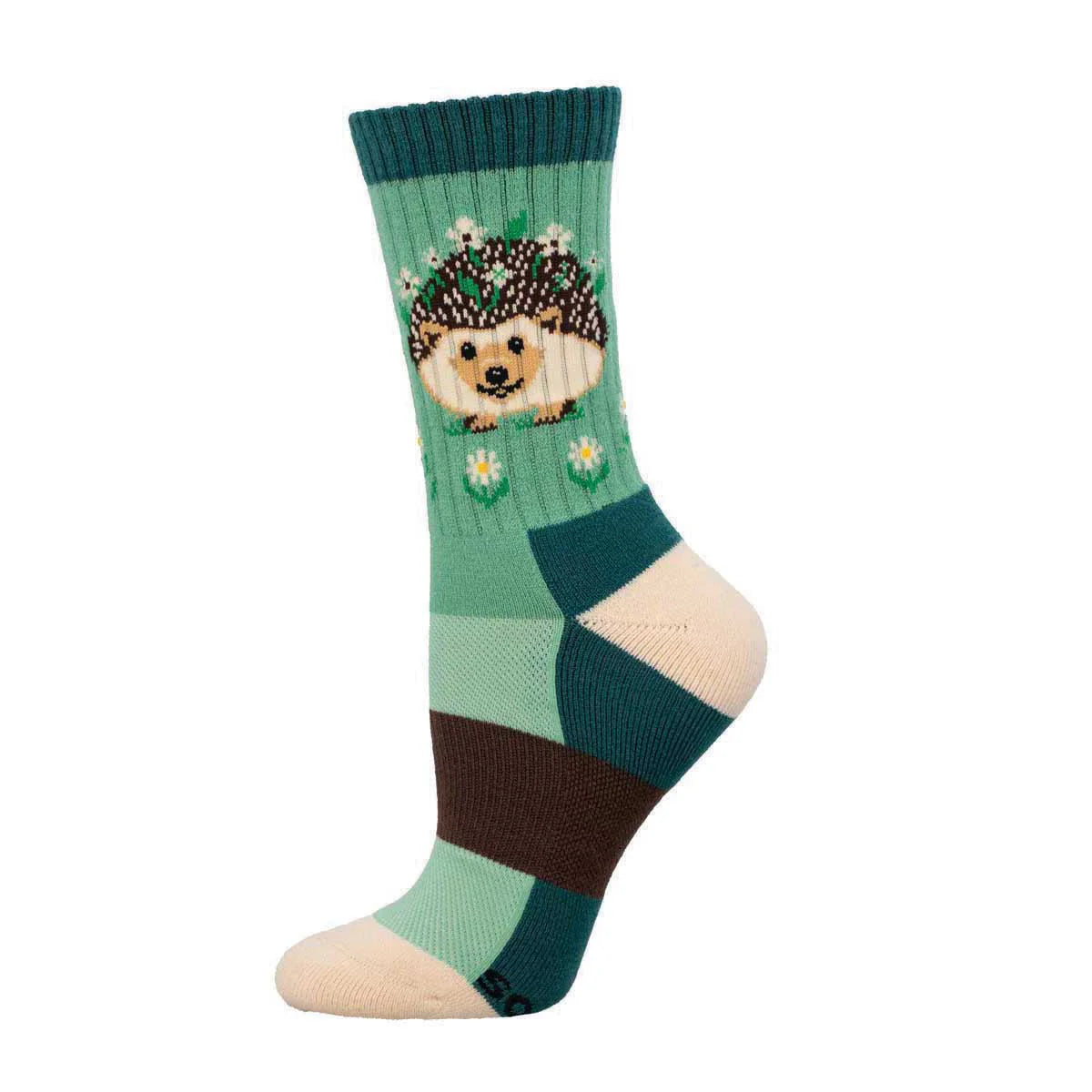 Ladies Compass Wool Flowery Hedgehog Mint Crew