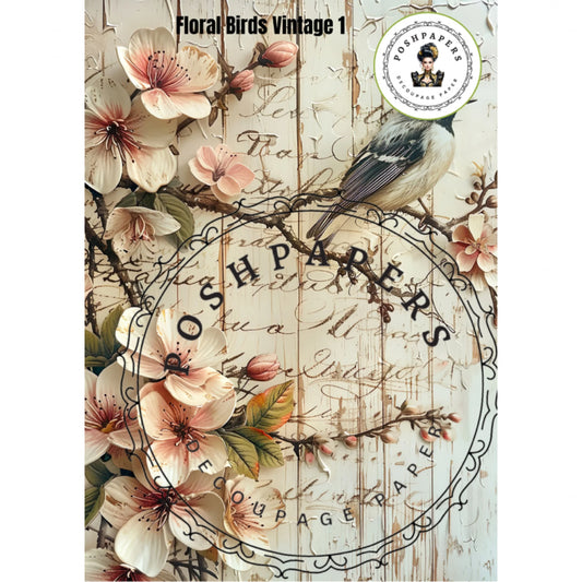 Posh Papers - Floral Birds Vintage 1 53x73 cm