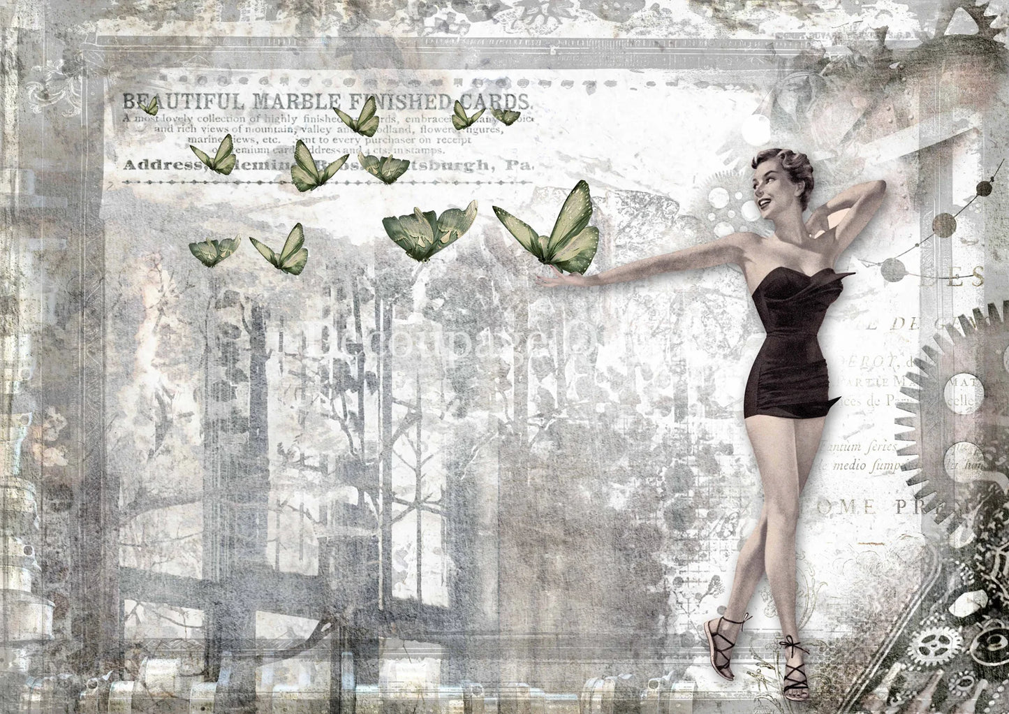 Decoupage Queen - Pinup Collection Retro Heart A4 Rice Paper