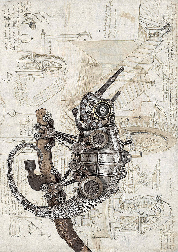 Paper Designs - Steampunk Lizard A4 Rice Paper