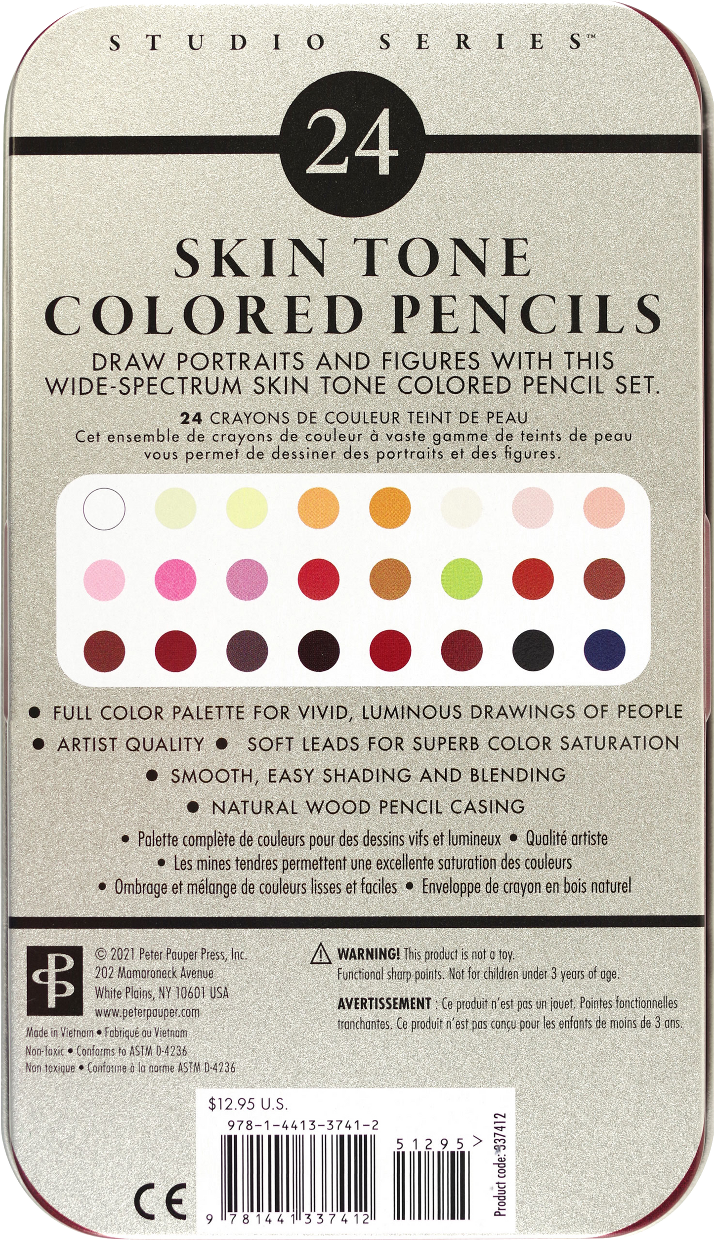 Peter Pauper Press - Skin Tone Colored Pencils (Set of 24)