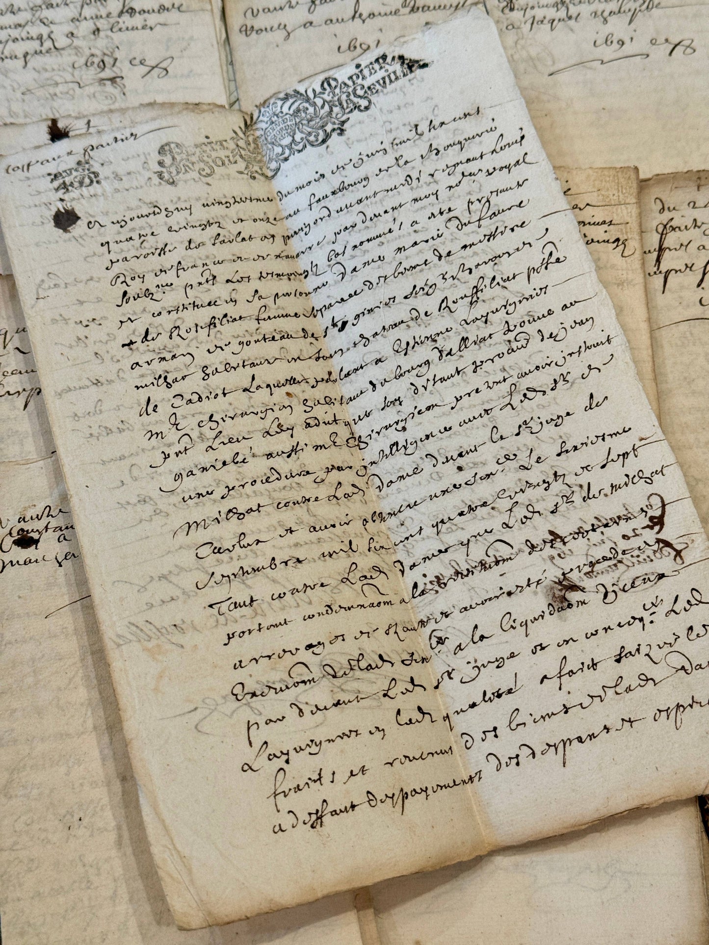 Monahan Papers - Antique 1691 French Documents - 333 Years Old