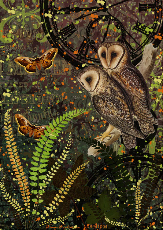 Ninnys Napkins : Owl Pair Decoupage 8.5x11" / 6x10.5"
