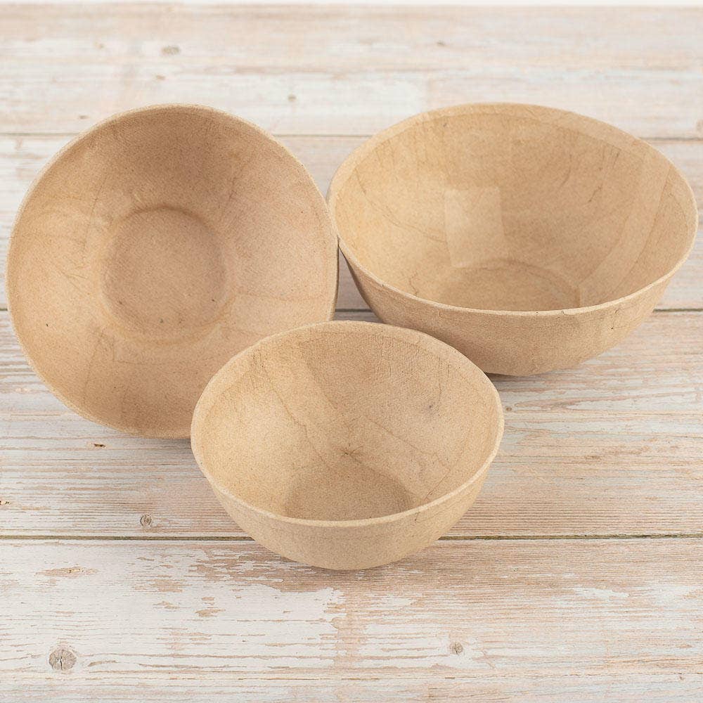 Factory Direct Craft - Natural Kraft Paper Mache Decorative Bowls (Set of 3)