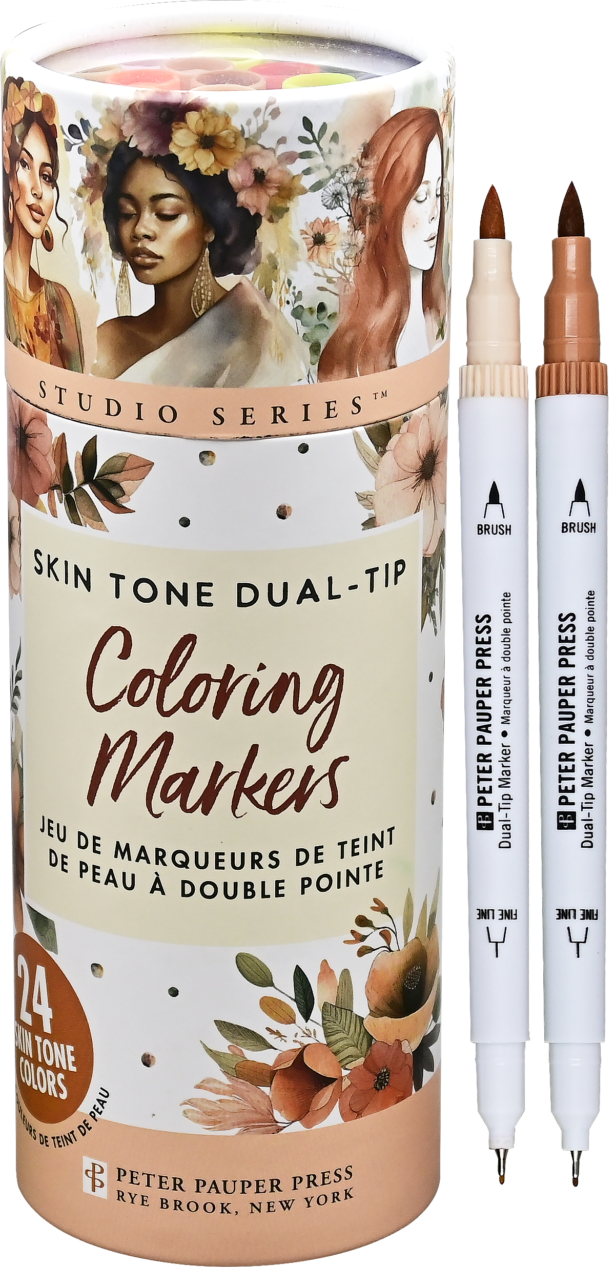 Peter Pauper Press - Studio Series Dual-Tip Skin Tone Markers (Set of 24)