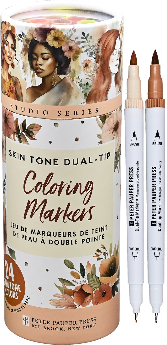 Peter Pauper Press - Studio Series Dual-Tip Skin Tone Markers (Set of 24)
