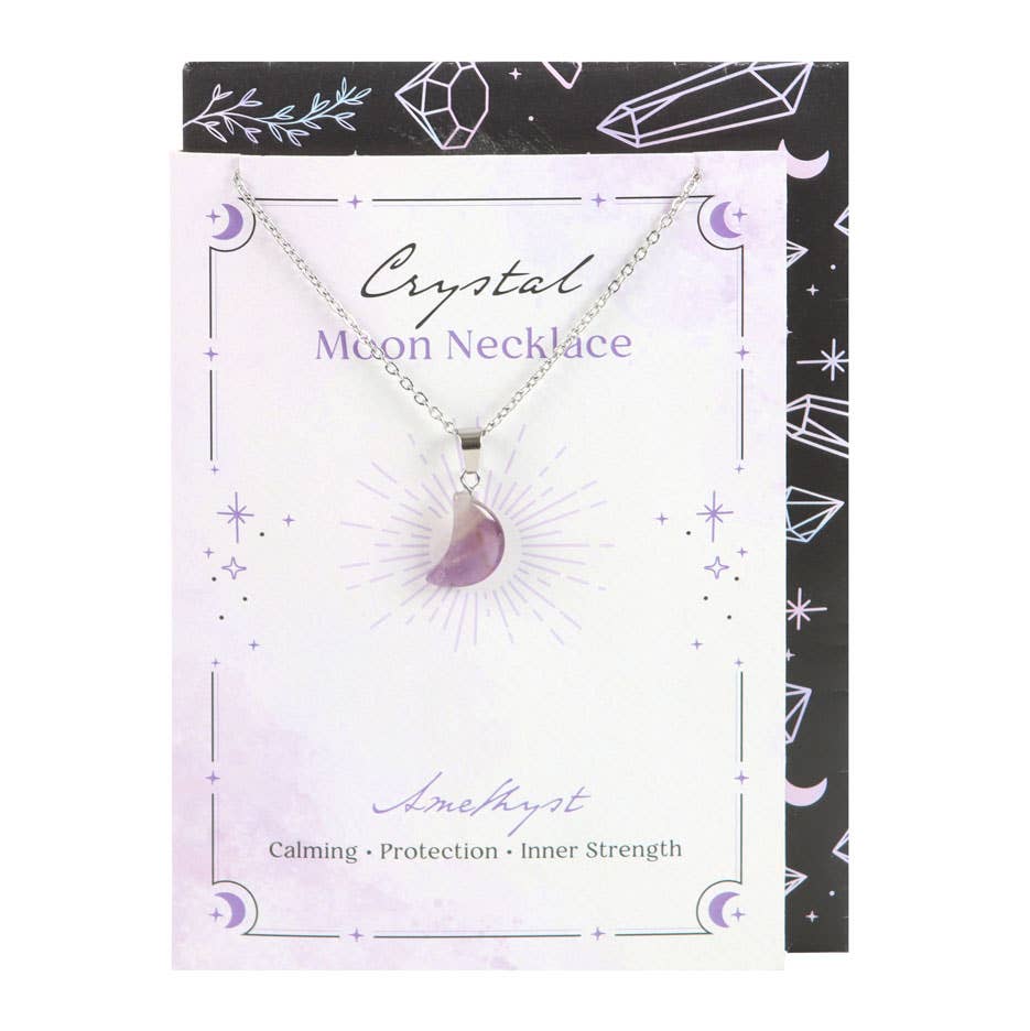 Something Different : Amethyst Crystal Moon Necklace on Greeting Card