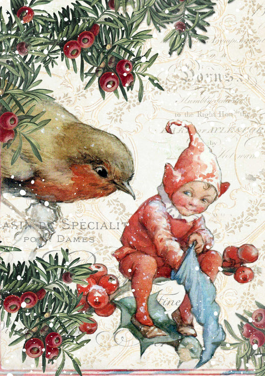 Decoupage Queen - Elle J Goods, Winterberry Sprite A4 & A3 Rice Paper