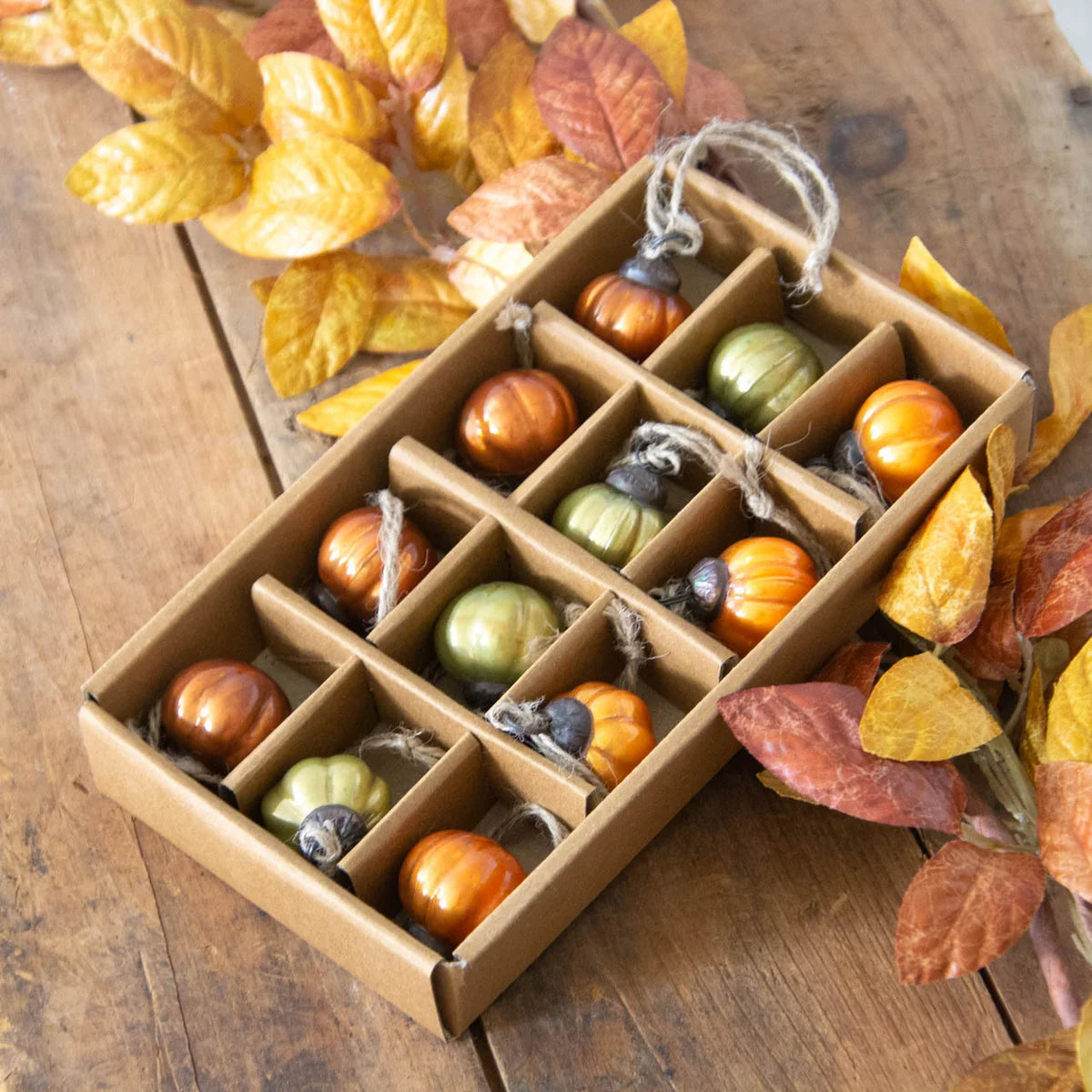 Mini Pumpkin Mercury Glass Ornaments 12 pieces