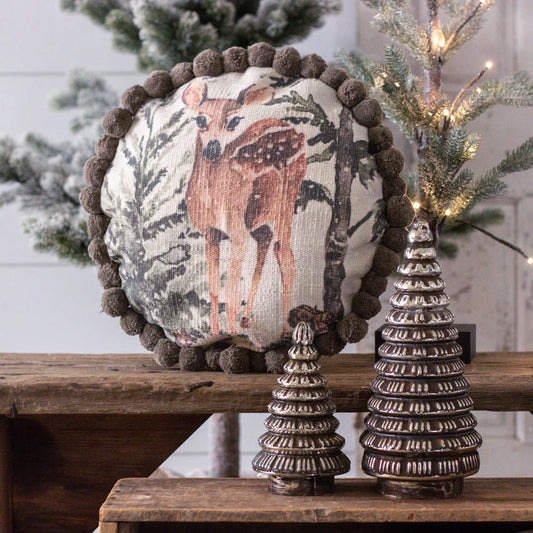 Round Pom Pom Deer Pillow