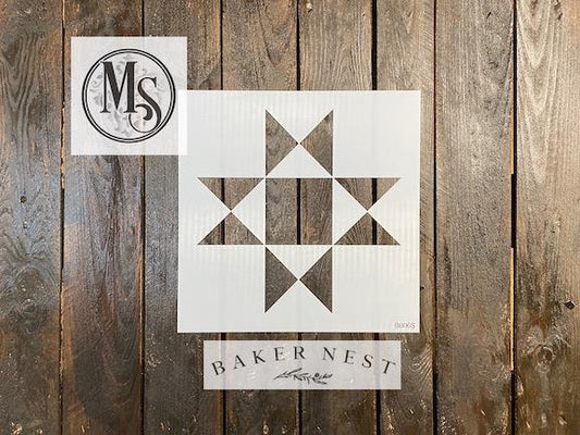 Muddaritaville Studio - Baker Nest's Ohio Star Barn Quilt Stencil