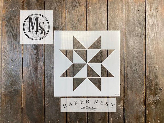 Muddaritaville Studio - Baker Nest's Snowflake Star Barn Quilt Stencil