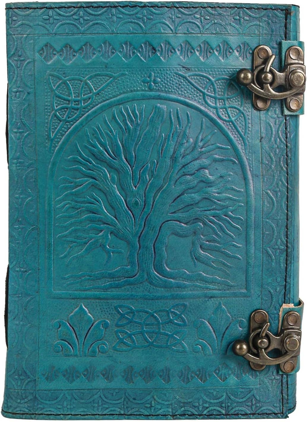 Tuzech 600 pages large tree of life journal | leather journal diary | embossed large tree of life notebook | writing leather notebook | handmade leather journal | leather grimoire | leather sketchbook 7 x 10 Thread Bound