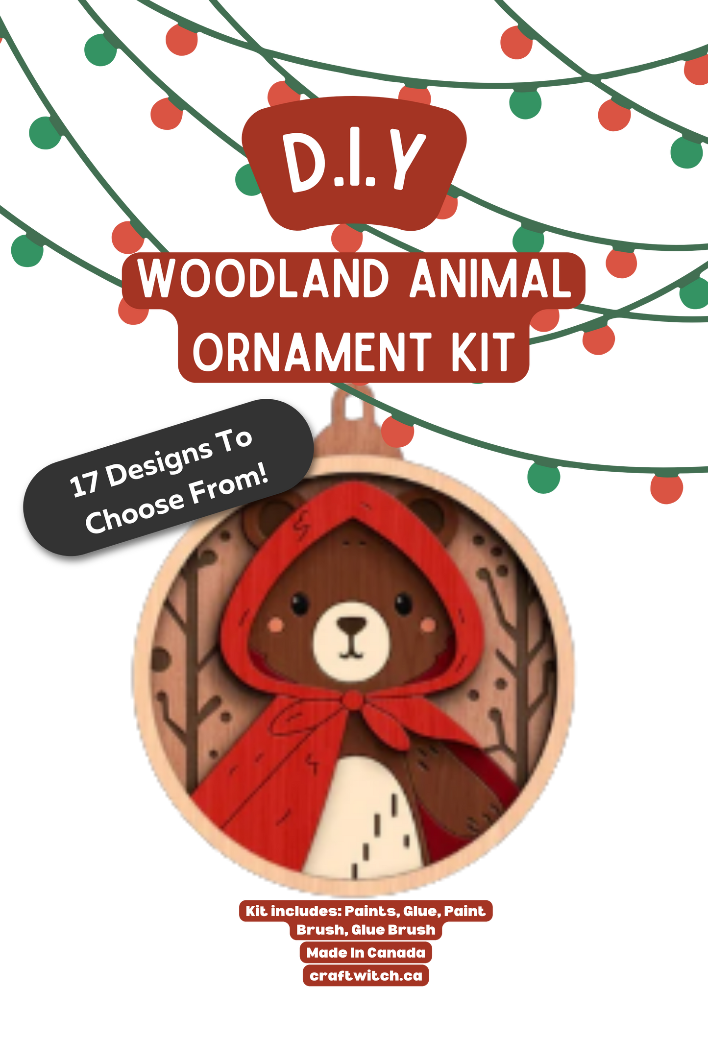 The Craft Witch - Red Riding Bear Winter Wonderland Ornament Kit