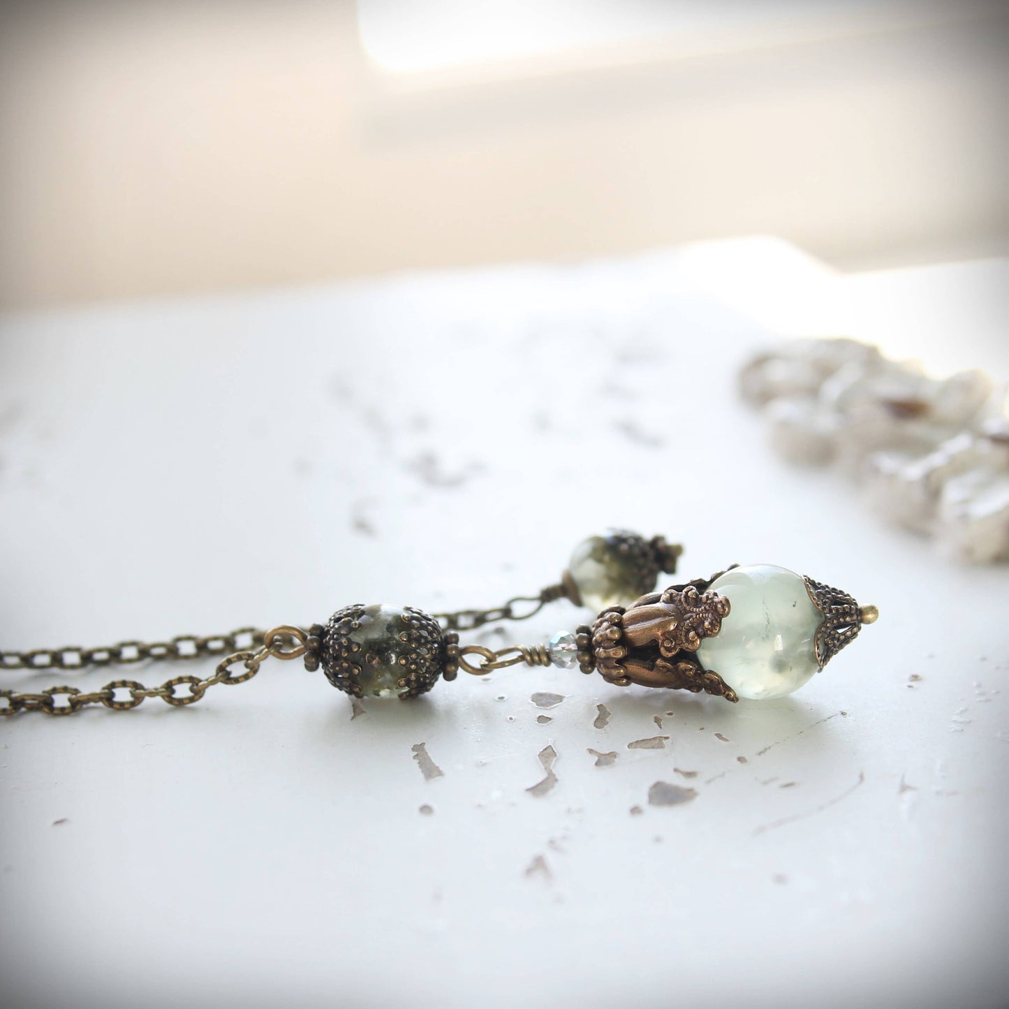 Circa 1890 - Prehnite Vintage Style Jewelry Pendulum | Wisdom & Intuition
