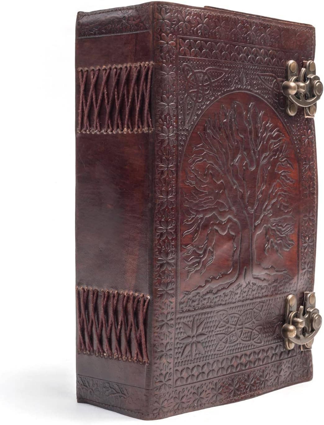 Tuzech 600 pages large tree of life journal | leather journal diary | embossed large tree of life notebook | writing leather notebook | handmade leather journal | leather grimoire | leather sketchbook 7 x 10 Thread Bound