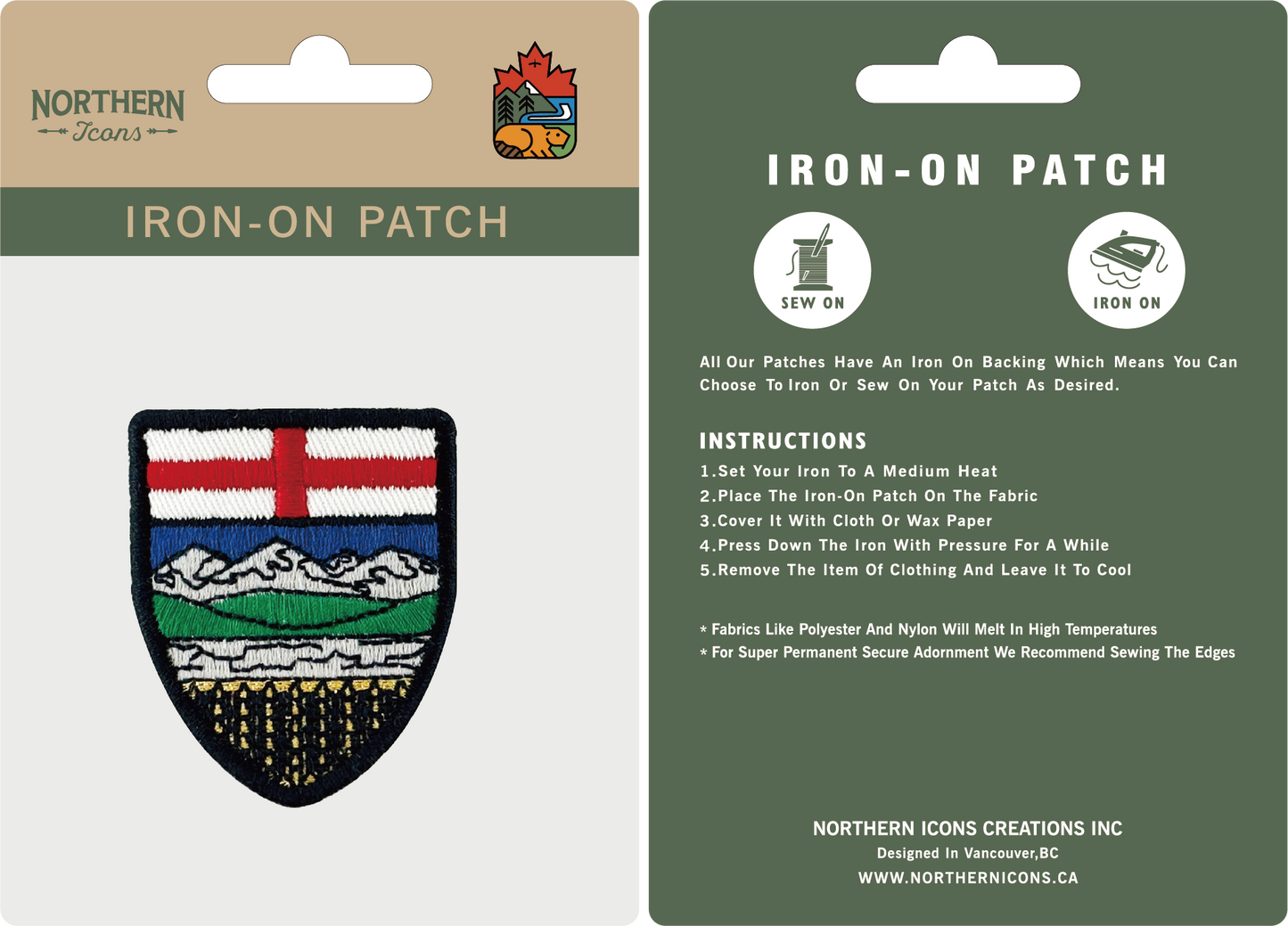 Northern Icons Canada - Alberta iron-on embroidery patch
