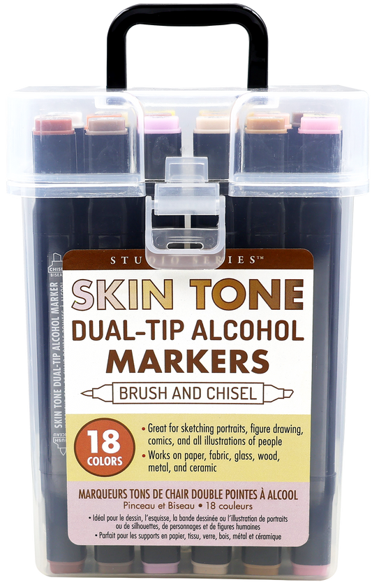 Peter Pauper Press - Studio Series Dual-Tip Skin Tone Alcohol Markers (Set of 18 colors)
