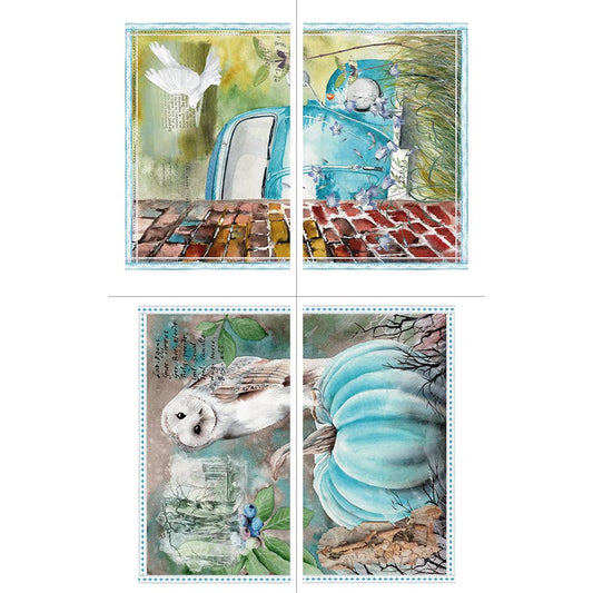 Hokus Pokus - Decor Transfer - 2 Solid Designs 4 Sheets - The Owl And His Buggy 35x24"