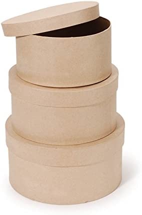 Factory Direct Craft - Premade 3-Piece Paper Mache Round Nested Box Set