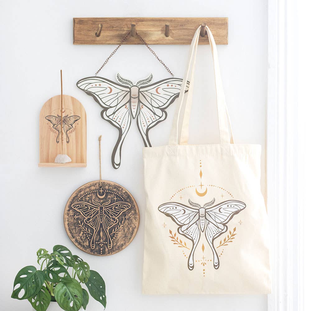 Something Different : Light Luna Moth Polycotton Tote Bag