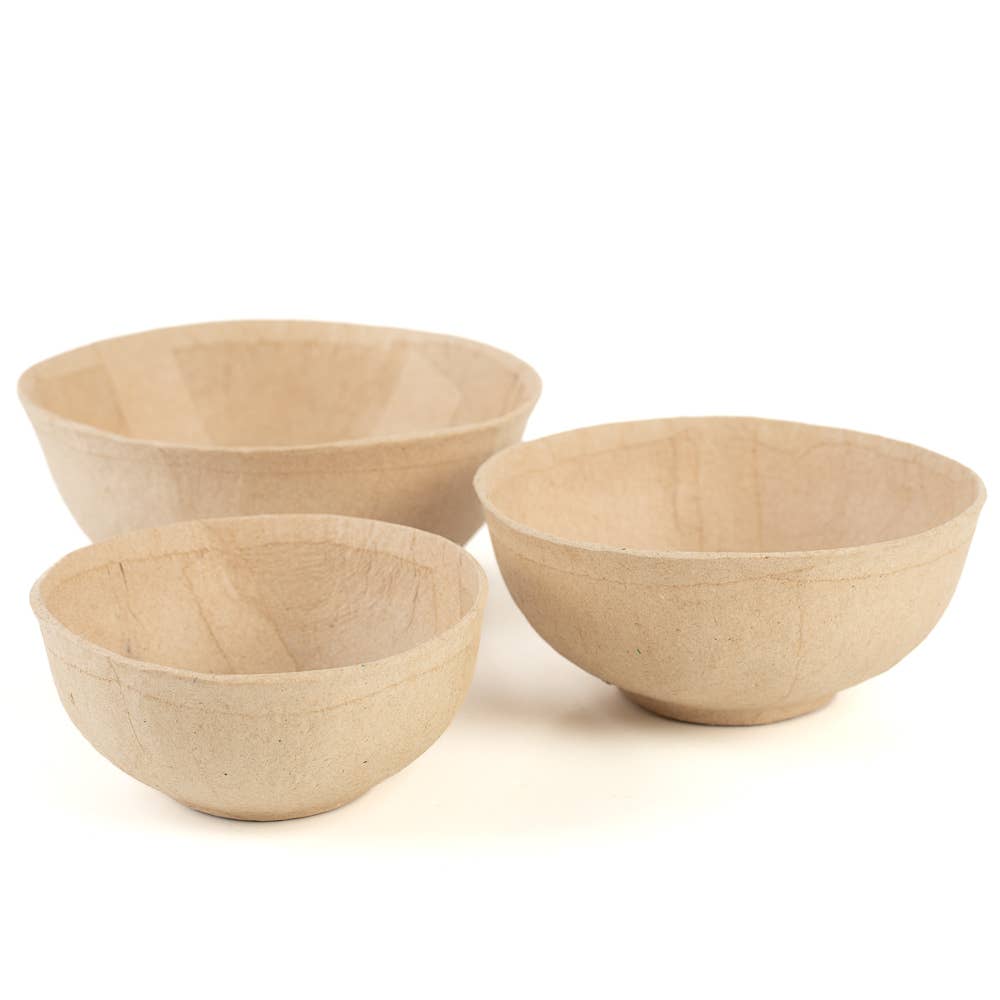Factory Direct Craft - Natural Kraft Paper Mache Decorative Bowls (Set of 3)