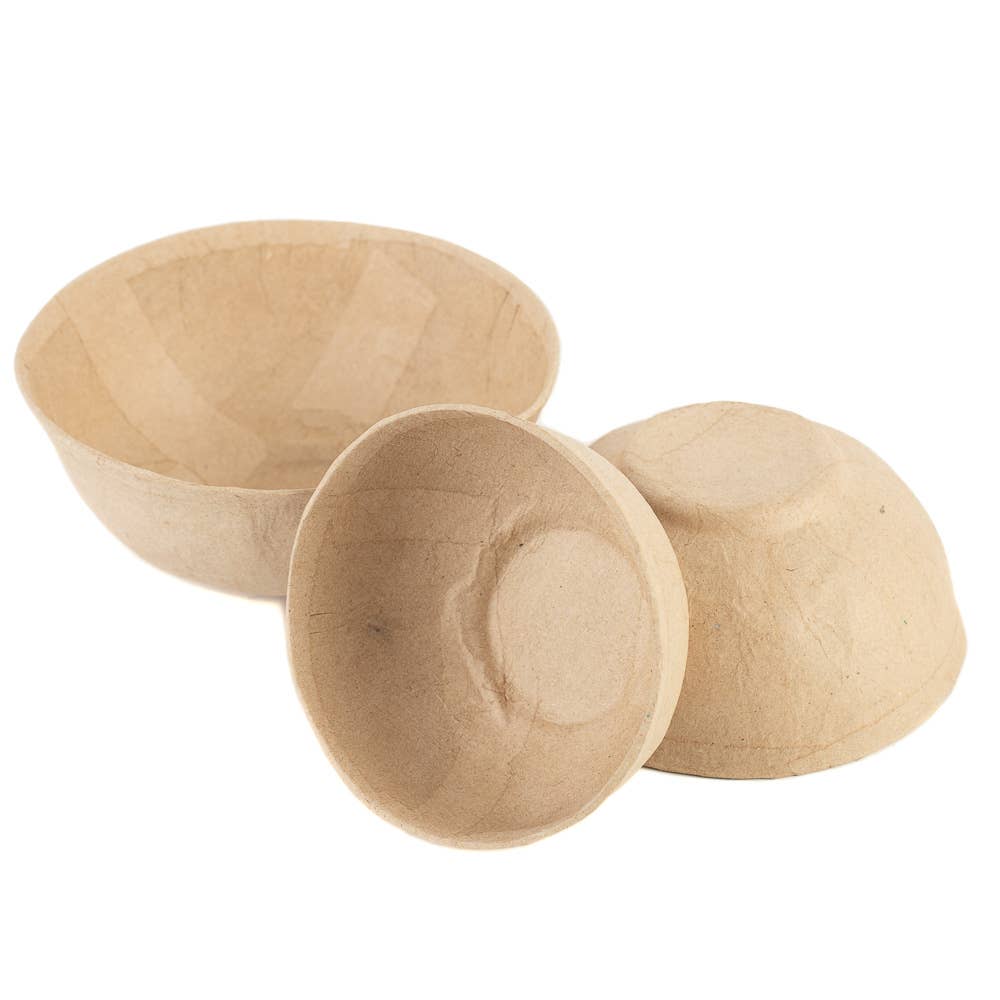 Factory Direct Craft - Natural Kraft Paper Mache Decorative Bowls (Set of 3)