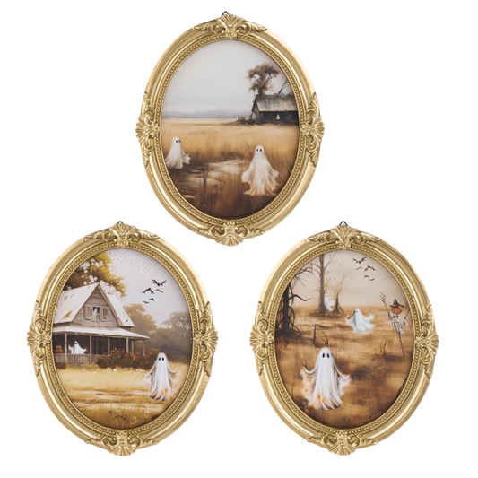 Set of 3 Haunted Landscape with Ghost Wall Decor