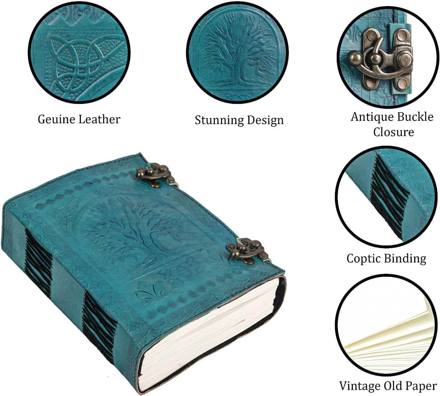 Tuzech 600 pages large tree of life journal | leather journal diary | embossed large tree of life notebook | writing leather notebook | handmade leather journal | leather grimoire | leather sketchbook 7 x 10 Thread Bound