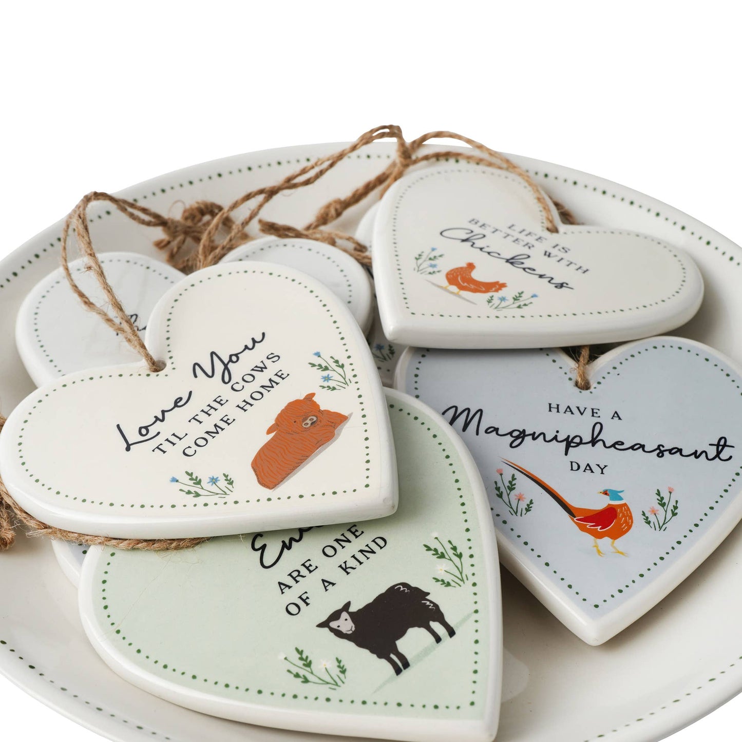 CGB Giftware : Bramble Farm 8 Assorted Hangers In Dish