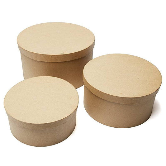 Factory Direct Craft - Premade 3-Piece Paper Mache Round Nested Box Set