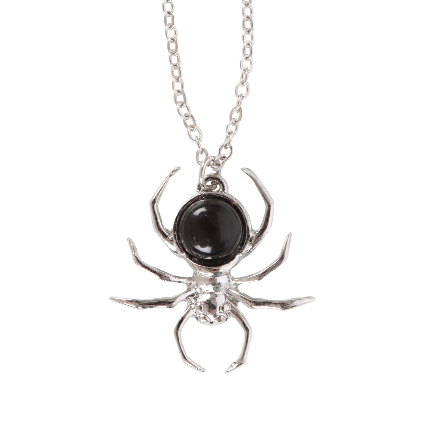 Something Different : Gothic Black Obsidian Spider Pendant Necklace