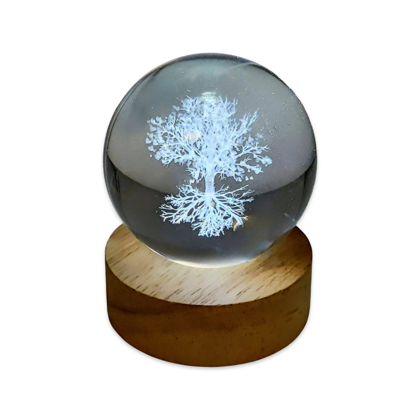 Arômes & Évasions : Home Decor -Crystal Ball on Led Stand -Carved Tree of Life