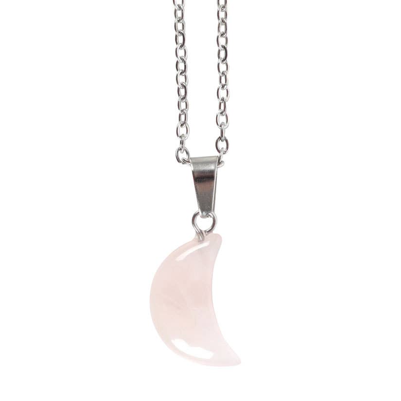 Something Different : Rose Quartz Crystal Moon Necklace on Greeting Card