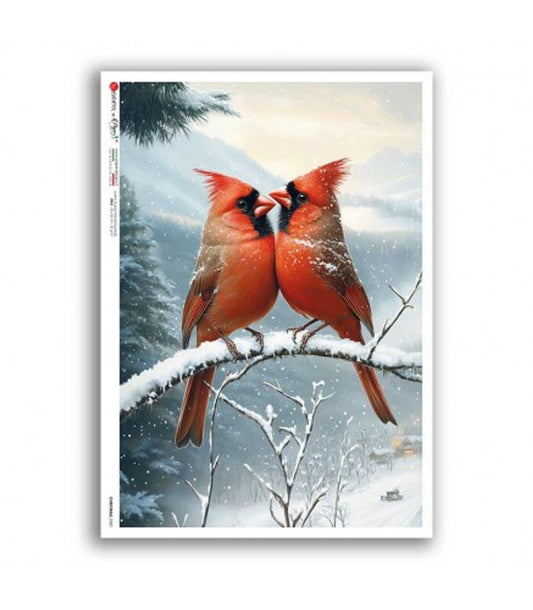 Paper Designs - Classic Winter Cardinals A4 & A1 Rice Paper