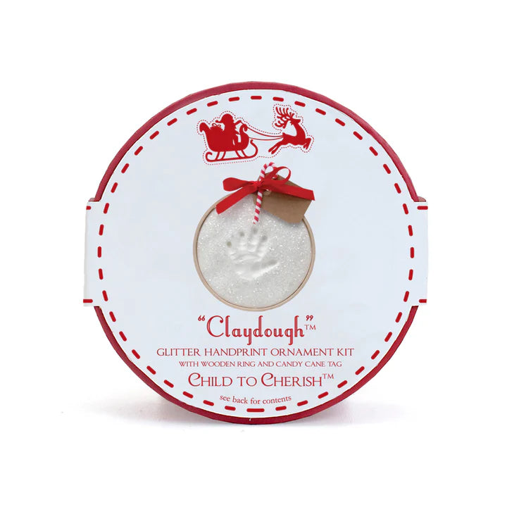 "Claydough SnowPrints" Handprint Ornament in Wood Ring Kit