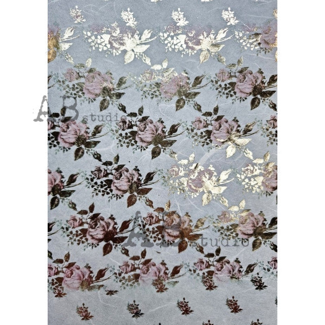 AB Studios : Gilded Rode Bouquets Decoupage Rice Paper A4