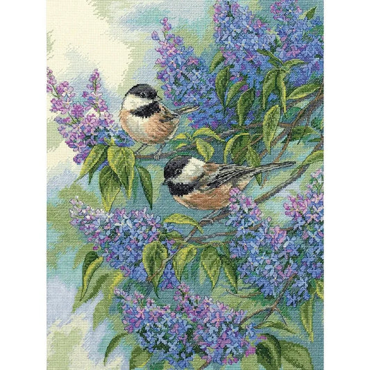 Gold Collection Cickadees and Lilacs Crossstich Kit